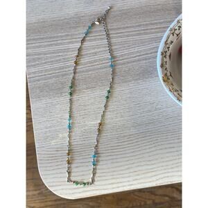 Adjustable Silver Necklace Colorful Beaded